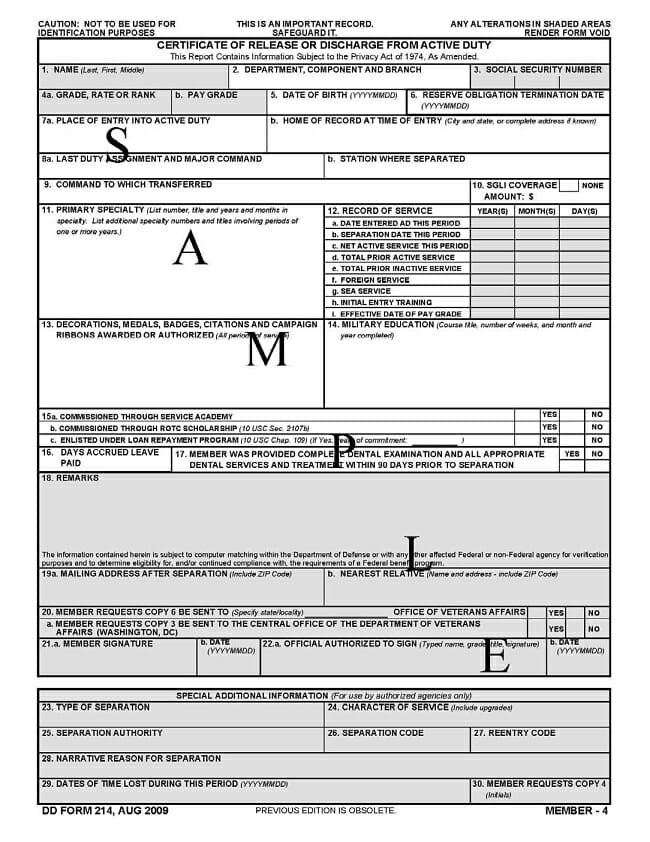 How To Read A DD Form 214   Form DD214 Sample 